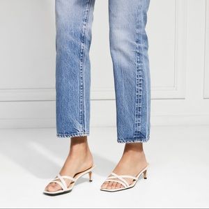 RACHEL ZOE Strappy Kitten Heels Mule Square 6